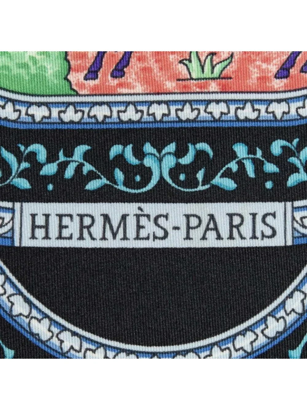 Hermes Scarf Black Blue Red Silk